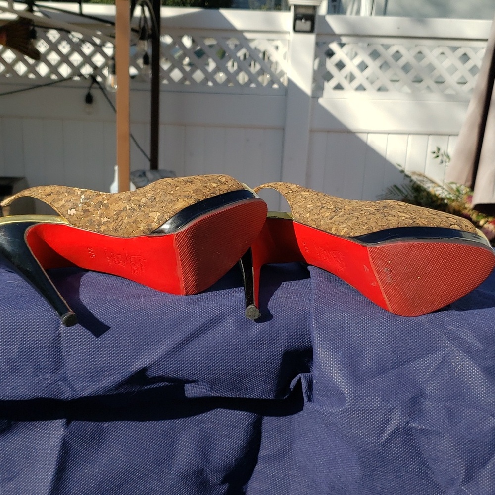 Authentic Christian Louboutin Cork Slingback sz 37 1/2 - Picture 7 of 9
